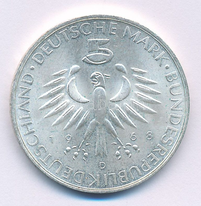 NSZK 1968D 5M Ag 'Max von Pettenkofer születésének 150. évfordulója' T:AU apró karc FRG 1968D 5 Mark Ag '150th Anniversary of the birth of Max von Pettenkofer' C:AU small scratch Krause KM#123 - Image 2