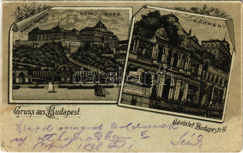 1898 (Vorläufer) Budapest I. Királyi várpalota és várkert. Art Nouveau, floral, litho (EK)