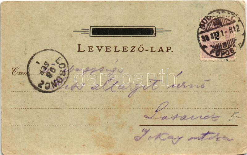 1898 (Vorläufer) Budapest I. Királyi várpalota és várkert. Art Nouveau, floral, litho (EK) - Image 2