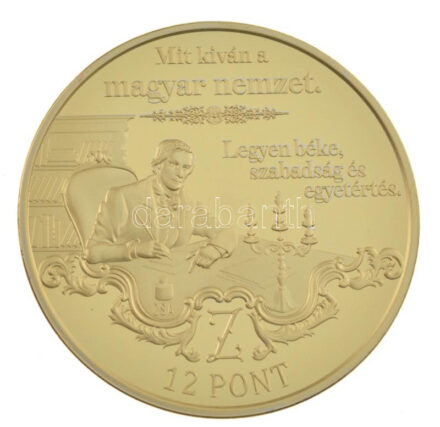 Csontos Attila DN 'Talpra magyar - Az 1848-as forradalom története / 12 pont' aranyozott bronz emlékérem (38mm) T:PP