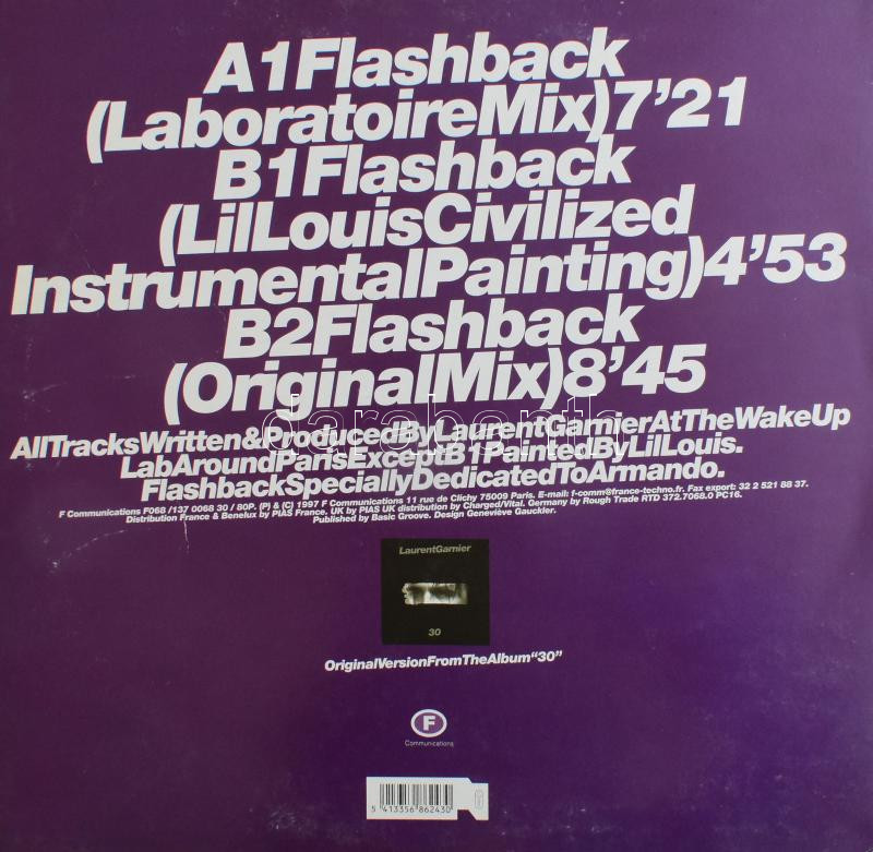 Laurent Garnier - Flashback. Vinyl, 12', 33 1/3 RPM, F Communications, Európa, 1997. VG - Image 2