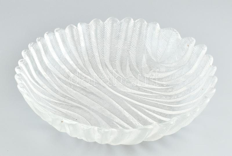 Levél mintás üveg tál. Formába öntött, hibátlan 30 cm