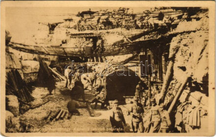 1918 66/II. Zlj. Grausz Sándor fődhgy., kaverna labirint bejárata. A Hadsegélyező Hivatal kiadványa / WWI K.u.k. military, entry to the labyrinth