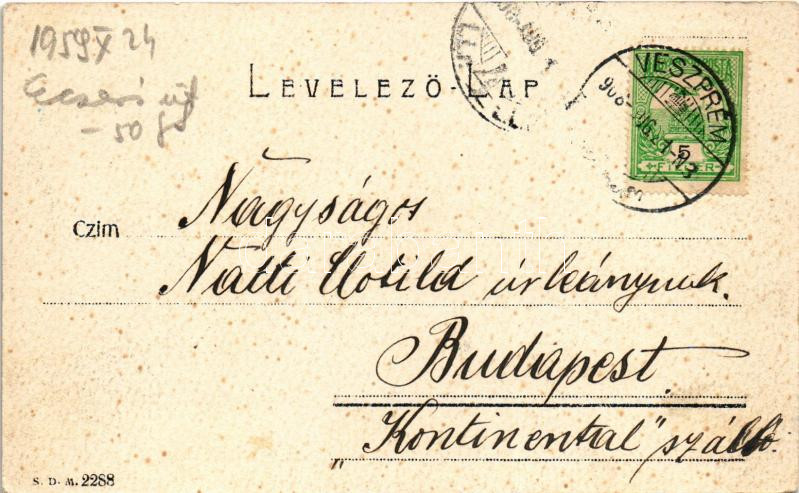 1908 Veszprém, Kossuth Lajos utca, piac, Neugebauer Ferencz üzlete (fl) - Image 2