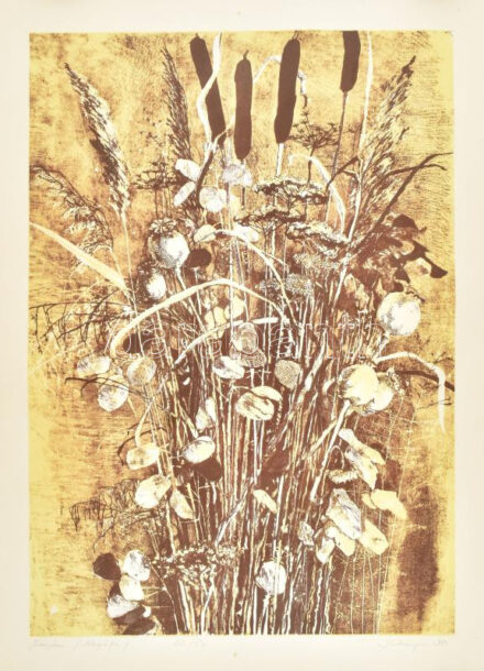 Bálványos Huba (1938-2011): Júdáspénz, 1981. Litográfia, papír. Jelzett. Számozott: 23/50. feltekerve 56,5x40 cm