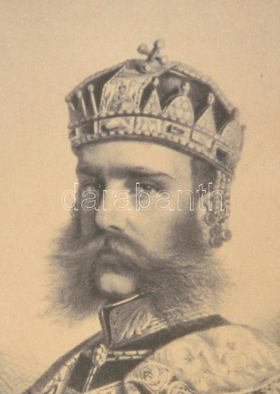 Réz sarokdíszes régi fakeret, benne Ferenc Józs3ef császár nyomattal. 24,5x20,5 cm - Image 2