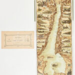 cca 1900 Lago di Garda kihajtható leporelló litográfia, aranyozott vászon kötésben 20x84 cm + kísérő füzet. Kopással / Lithographic leporello - Image 2