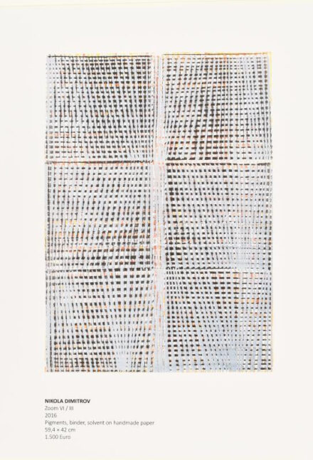 Nikola Dimitrov (1961-): Zoom VI./III., 2016. Pigment, papír, jelzett a hátoldalán. Kiadói fedlappalé. 59,4x42 cm. A tételhez tartozik egy a művész munkáját bemutató könyv: Chris Fetzer, Nikola Dimitrov (szerk.): Nikola Dimitrov. Aria.