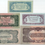 1944. 2P + 5P + 10P + 20P + 100P 'A Vöröshadsereg Parancsnoksága' T:AU-F közte szép papír, apró folt