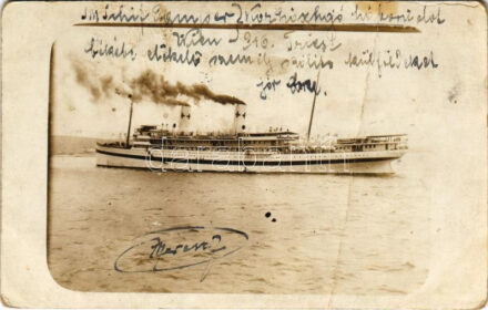 1916 K.u.k. Kriegsmarine SM Schif Dampfer Wien / SS Wien óceánjáró hajó osztrák-magyar haditengerészet kórházhajójaként az első világháborúban / SS Wien Österreichischer Lloyd ocean liner as WWI Austro-Hungarian Navy hospital ship.