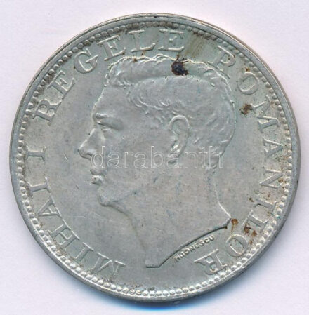 Románia 1944. 500L Ag 'I. Mihály' T:XF patina Romania 1944. 500 Lei Ag 'Mihai I' C:XF patina Krause KM#65