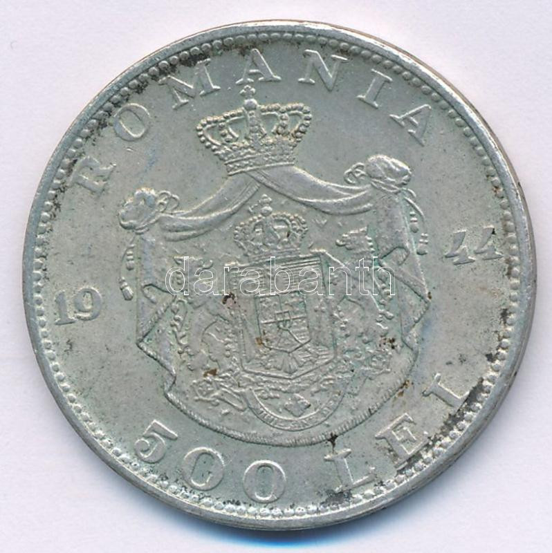 Románia 1944. 500L Ag 'I. Mihály' T:XF patina Romania 1944. 500 Lei Ag 'Mihai I' C:XF patina Krause KM#65 - Image 2