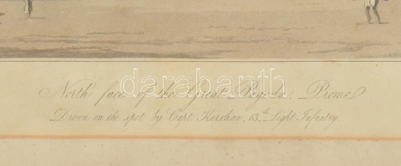 Captain James Kershaw rajza után, William Daniell (1769-1837) metszése: A nagy pagoda északi panorámája Burmában (North face of the Great Pagoda, Prome), 1831. Kézzel színezett akvatinta, papír. 29x44 cm. Üvegezett fakeretben / After the - Image 2