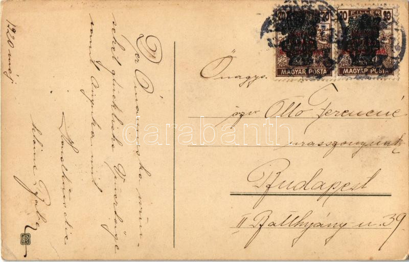 1920 Pünkösdi üdvözlet, májusi cserebogár / Pentecost greeting, cockchafer, may bug. litho (EK) - Image 2