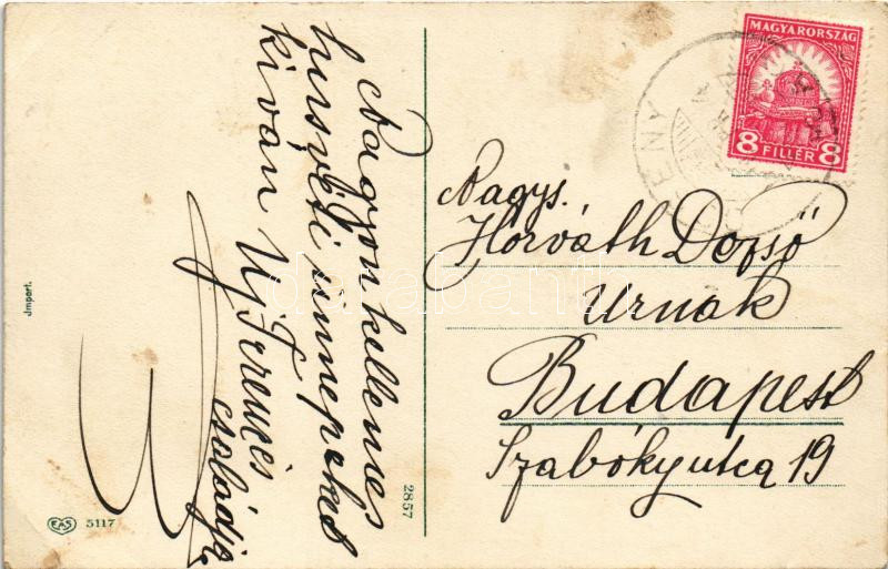 Húsvéti üdvözlet, hárfán játszó nyuszi / Easter greeting, rabbit playing on the harp. EAS 5117. lirtho (EK) - Image 2