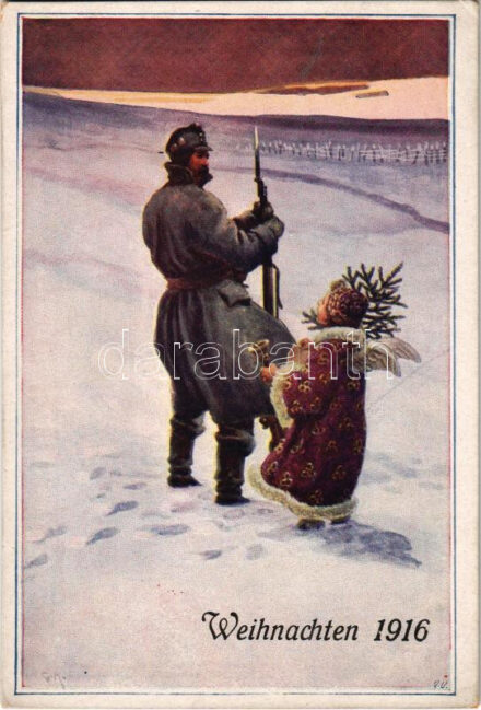 Weihnachten 1916. Offizielle Karte für Rotes Kreutz Kriegsfürsorgeamt Kriegshilfsbüro. K.F.A. Weihnachtsserie 4. (EK)