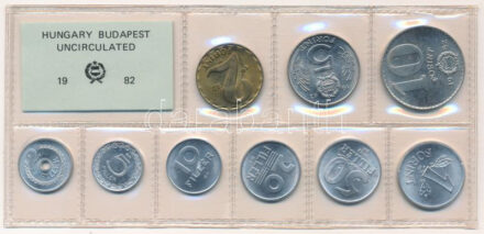 1982. 2f-20Ft (10xklf) érmés forgalmi sor fóliatokban T:UNC Adamo FO18
