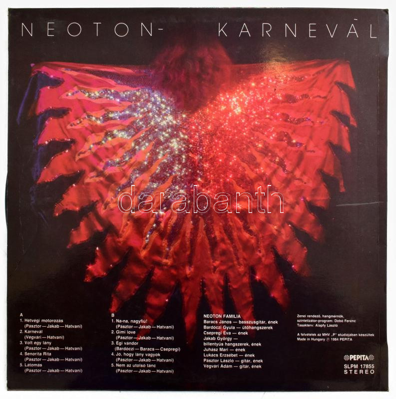 Neoton Família - Karnevál, Vinyl, LP, Album, Magyarország 1984 (VG+) - Image 2