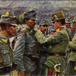 Weltkrieg 1914-1916 Dekorierung von tapferen Kaiserjägern durch unseren Thronfolger Erzherzog Karl Franz Joseph / Első világháborús osztrák-magyar katonákat tüntet ki IV. Károly / WWI K.u.K. Austro-Hungarian military, Charles I of Austria