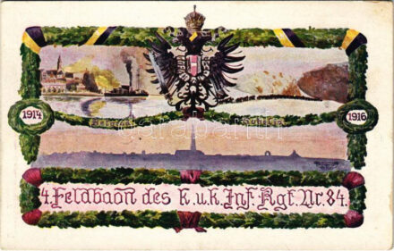 1916 Belgrad-Gobelja, 4. Feldbaon des K.u.k. Inf. Rgt. Nr. 84. 1914-1916. Hermes Druckerei + 'K.u.k. Infanteriebataillon IV/84.'