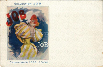 Collection Job. Calendrier 1896. / Francia cigaretta papír reklám / French cigarette rolling paper advertisement s: J. Cheret (fl)