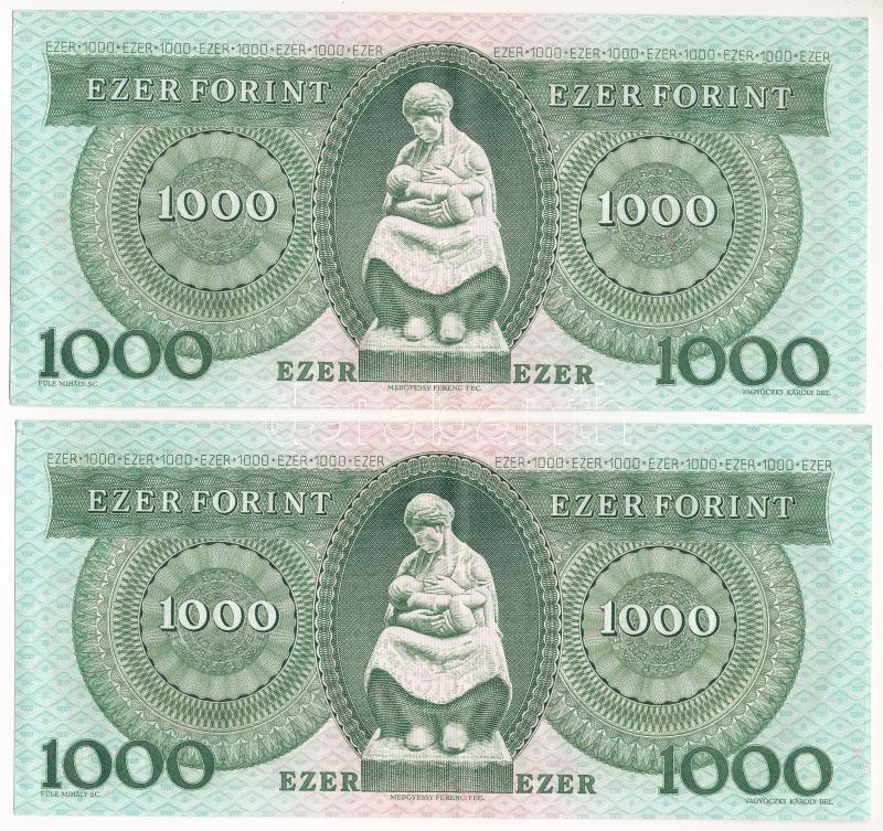 1996. 1000Ft (2x) sorszámkövetők 'E 97192242 - E 97192243' T:F szép papír Adamo F48 - Image 2