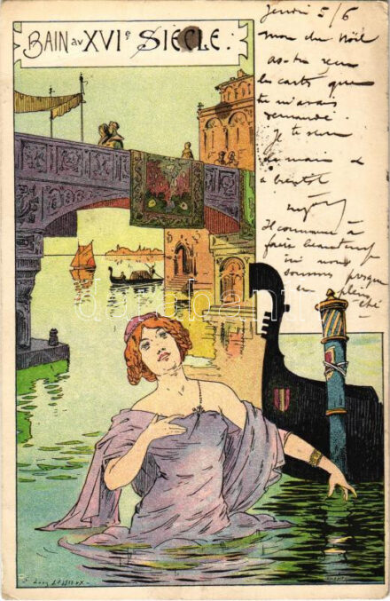 1902 Bain au XVIe Siecle. Art Nouveau s: Ernest Louis Lessieux (EB)