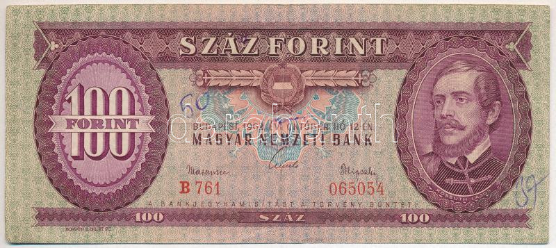 1962. 100Ft 'B 761 065054' T:F firka Adamo F31
