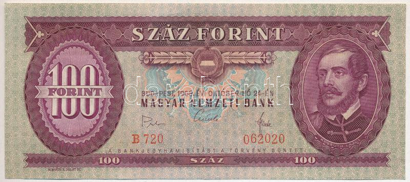 1968. 100Ft 'B 720 062020' T:F szép papír Adamo F32