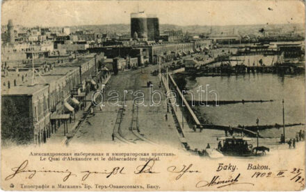 1902 Baku, Bakou; Le Quai d'Alexandre et le débarcadere impérial / quay (fa)