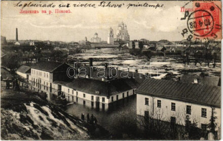 1908 Pskov, drifting ice on the river in winter (EB)