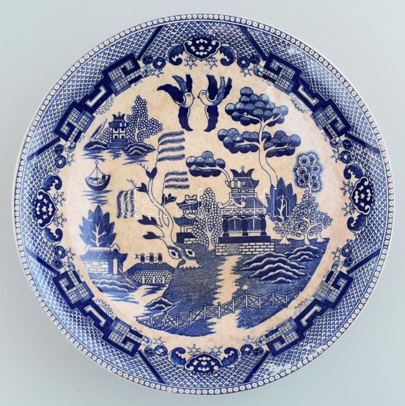 Japán rizses tálka. Máz alatti festéssel, jelzett, hibátlan 26 cm