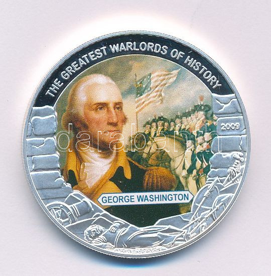 Libéria 2009. 5$ Cu 'Nagy Hadvezérek - George Washington' multicolor T:PP Liberia 2009. 5 Dollars Cu 'The Greatest Warlords of History - George Washington' multicolor C:PP