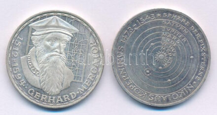 NSZK 1969F 5M Ag 'Gerhard Mercator' + 1973J 5M Ag 'Kopernikusz születésének 500. évfordulója' T:AU patina FRG 1969F 5 Mark Ag 'Gerhard Mercator' + 1973J 5M Ag 'Kopernikusz születésének 500. évfordulója' C:AU patina Krause KM#126, KM# 136