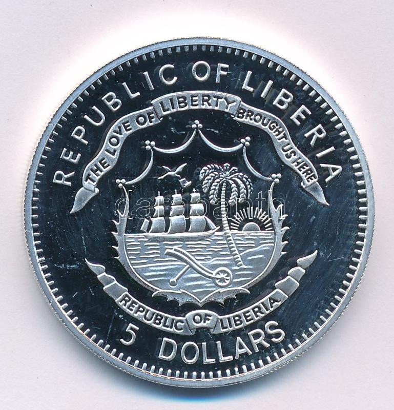 Libéria 2009. 5$ Cu 'Nagy Hadvezérek - Oroszlánszívű Richárd' multicolor festéssel, kapszulában T:PP Liberia 2009. 5 Dollars Cu 'The Greatest Warlords of History - Richard the Lionheart' with multicolor picture, in capsule C:PP - Image 2