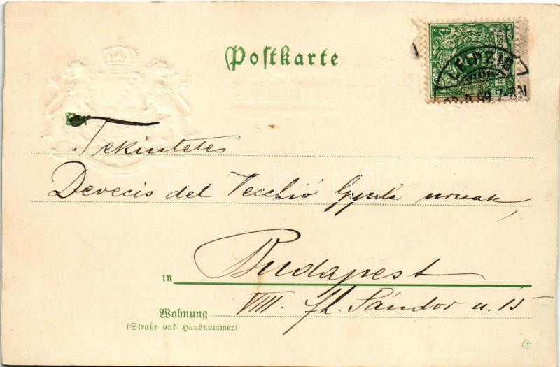 1899 (Vorläufer) Gruss aus dem Sachsenlande / Dombornyomott címer / Embossed coat of arms - Image 2
