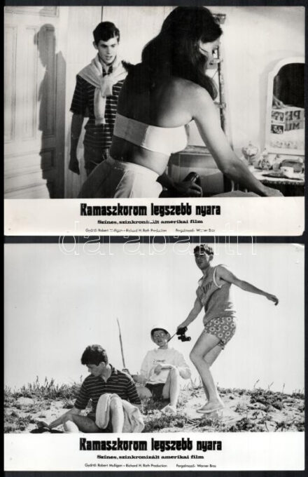 cca 1971 ,,Kamaszkorom legszebb nyara' című amerikai film jelenetei és szereplői, 21 db vintage produkciós filmfotó ezüst zselatinos fotópapíron, a használatból eredő (esetleges) kisebb hibákkal, 18x24 cm