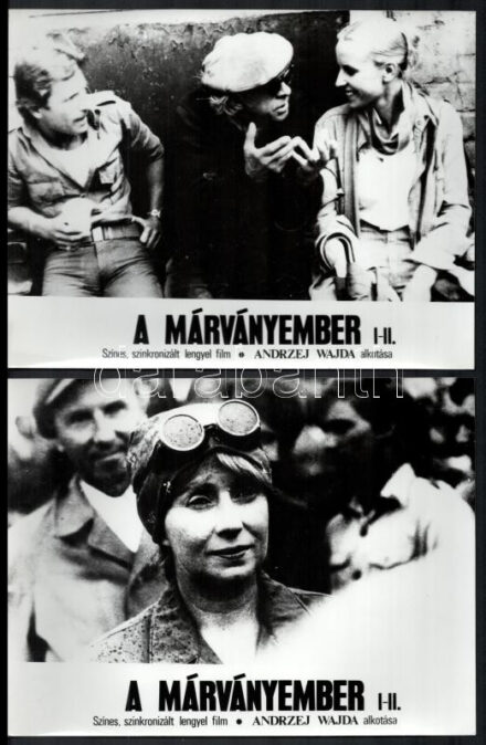 cca 1976 ,,A márványember' című lengyel film jelenetei és szereplői (rendező: Andrzej Wajda), 12 db vintage produkciós filmfotó ezüst zselatinos fotópapíron, a használatból eredő (esetleges) kisebb hibákkal, 18x24 cm