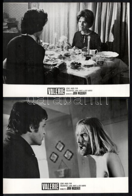 cca 1988 előtt készült ,,Valerie' című angol film jelenetei és szereplői, 21 db vintage produkciós filmfotó ezüst zselatinos fotópapíron, a használatból eredő (esetleges) kisebb hibákkal, 18x24 cm