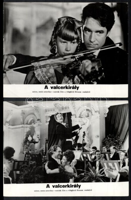 cca 1972 ,,A valcerkirály - a világhírű Strauss család' című zenés amerikai - osztrák film jelenetei és szereplői, 13 db vintage produkciós filmfotó ezüst zselatinos fotópapíron, a használatból eredő (esetleges) kisebb hibákkal,