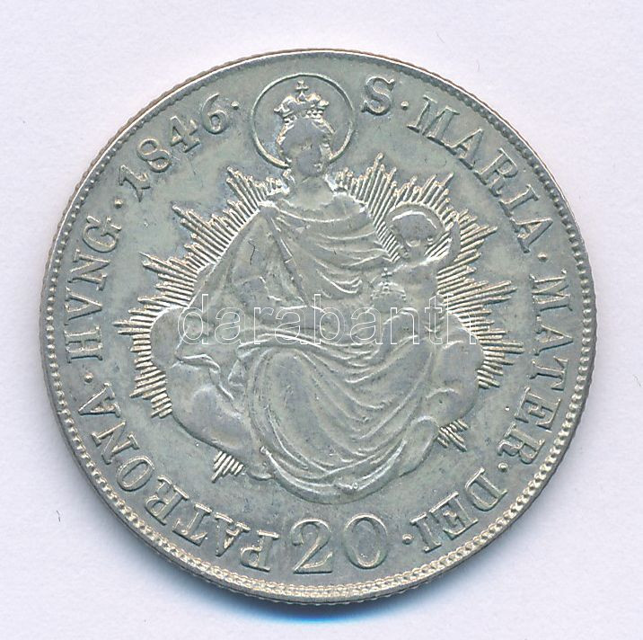 1846B 20kr Ag 'V. Ferdinánd' Körmöcbánya (6,65g) T:XF patina Hungary 1846B 20 Kreuzer Ag 'Ferdinand V' Kremnitz (6,65g) C:XF patina Huszár:2081.,Unger III.: 1419. - Image 2