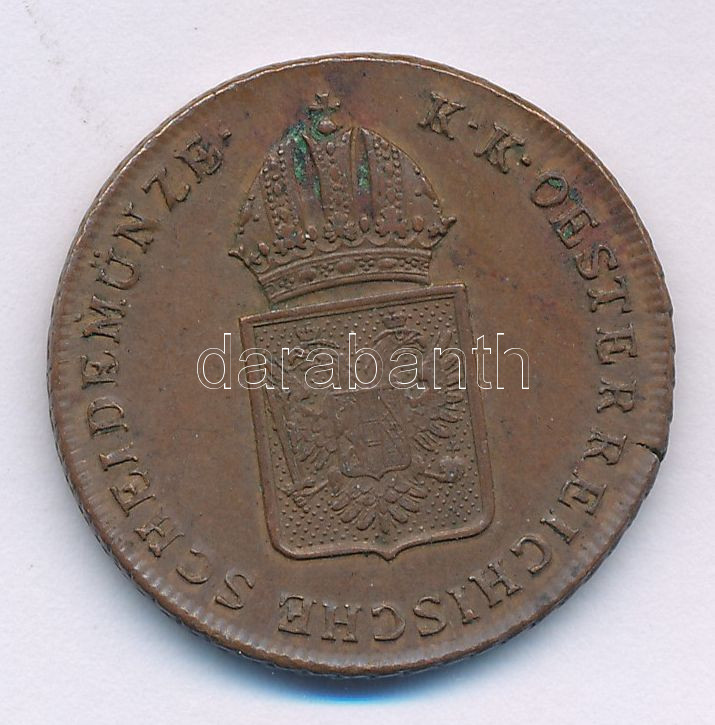 1816B 1kr Cu T:XF patina, kis repedés Huszár 2058, Unger III.: 1406.a - Image 2