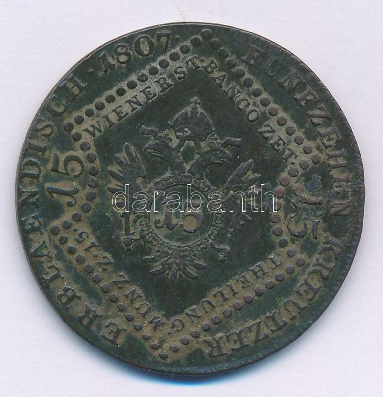 1807S 15kr Cu 'I. Ferenc' Szomolnok T:XF,VF patina, kis karc - Image 2