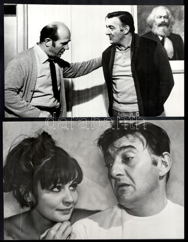 Sinkovits Imre (1928-2001) színművész a ,,Tücsök' és ,,Az Örökös' című filmek jeleneteiben, 10 db vintage fotó ezüst zselatinos fotópapíron, a használatból eredő (esetleges) kisebb hibákkal, 19,5x30 cm - Image 2