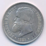 Brazília 1888. 2000R Ag 'II. Pedro' T:XF kis ph. Brasil 1888. 2000 Reis Ag 'Pedro II' C:XF small edge error Krause KM# 485