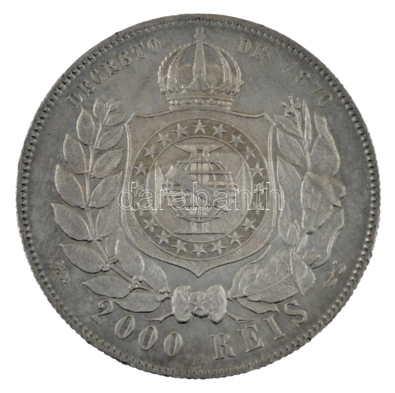 Brazília 1889. 2000R Ag 'II. Pedro' T:XF peremen foglalatnyom / Brasil 1889. 2000 Reis Ag 'Pedro II' C:XF frame mark on the edge Krause KM# 485 - Image 2
