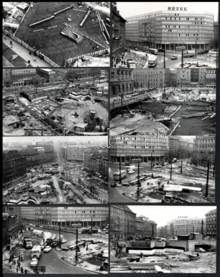 1968 Budapest, a Baross téri aluljáró építése idején készült képriport, datálva, 13 db vintage fotó ezüst zselatinos fotópapíron, 9x14 cm