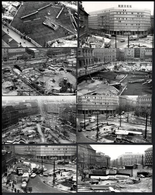 1968 Budapest, a Baross téri aluljáró építése idején készült képriport, datálva, 13 db vintage fotó ezüst zselatinos fotópapíron, 9x14 cm