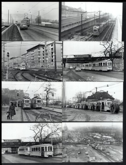 1968/1980 Budapesti villamosok vegyes tétele (50, 51A, 33, 13), 13 db vintage fotó ezüst zselatinos fotópapíron, datálva, 9x14 cm