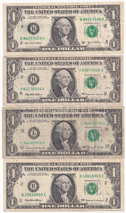 Amerikai Egyesült Államok 1969-2003. 1$ (4xklf) T:F,VG USA 1969-2003. 1 Dollar (4xdiff) C:F,VG